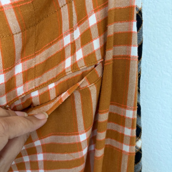 Anthropologie by Maeve Plaid Wide-Leg Pants in Orange and Black - Picture 11 of 13